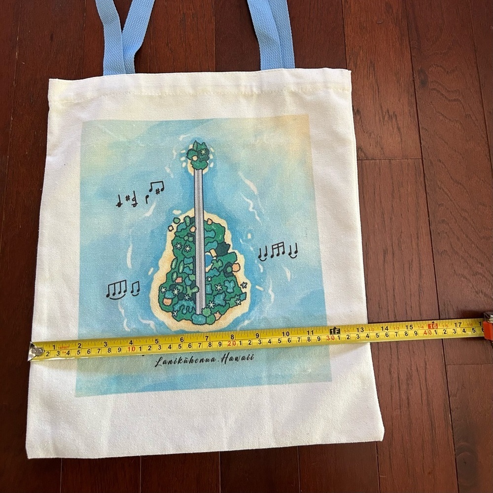 Love Never Ends Musical Note thick canvas Tote Bag white and blue 15”x13” new - Picture 4 of 5